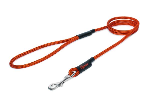 klassische Hundeleine Ø9mm - 145cm - orange mit schwarzen Punkten